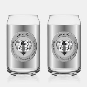 Verre Canette 25e anniversaire du Mariage d'argent