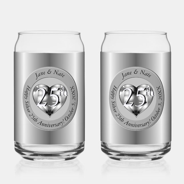 Verre Canette 25e anniversaire du Mariage d'argent (Recto)