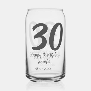Verre Canette 30e anniversaire ajouter nom date année noir modèl