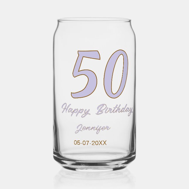 Verre Canette 50e anniversaire ajouter nom date année mode viole (Verso)
