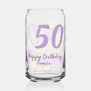 Verre Canette 50e anniversaire ajouter nom date violet orange po