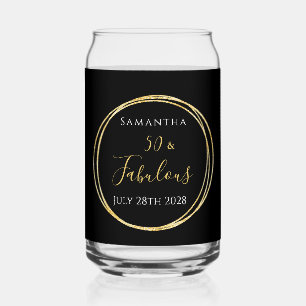 Verre Canette 50e Anniversaire Black Gold Personnalisé Parti Fav