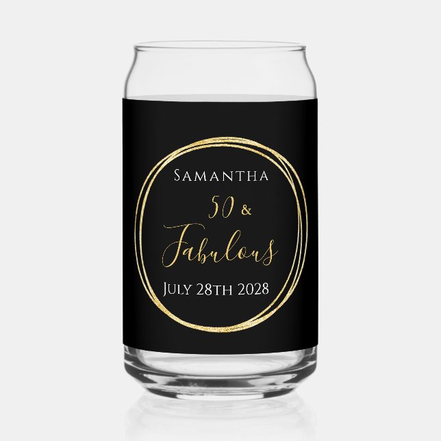 Verre Canette 50e Anniversaire Black Gold Personnalisé Parti Fav (Recto)