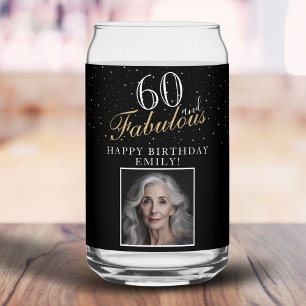 Verre Canette 60 ans et Fabuleux Élégant Photo en Noir 60e Anniv