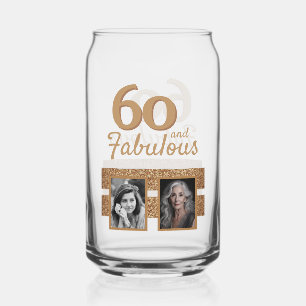 Verre Canette 60 ans et Fabuleux Paillettes Dorées 2 Photo 60e A
