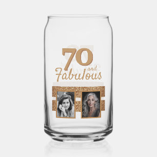 Verre Canette 70 ans et Fabuleux Paillettes Dorées 2 Photo 70e A