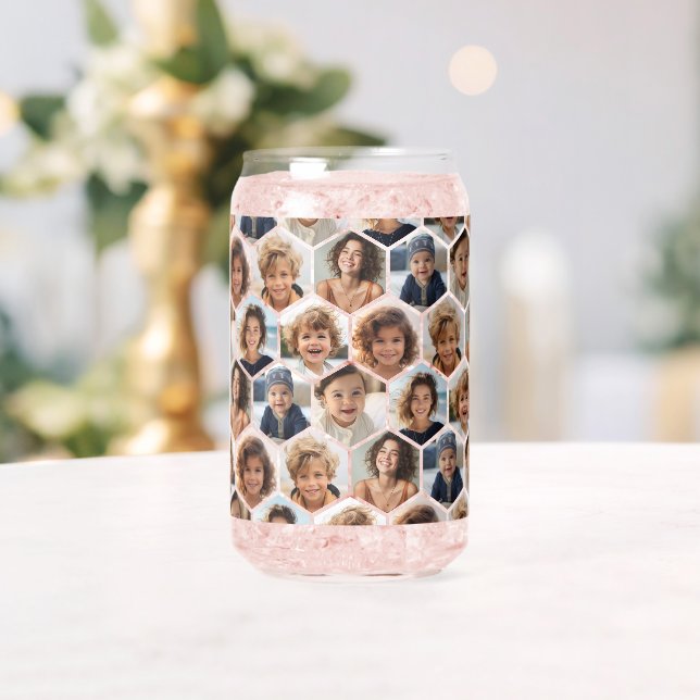 Verre Canette 7 Photo Collage - motif hexagone funky (Insitu (Mariage))