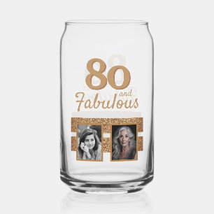 Verre Canette 80 ans et Fabuleux Paillettes Dorées 2 Photo 80e A