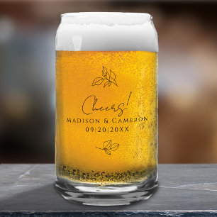 Verre Canette À votre santé Mariage Fiançailles Feuilles Botaniq