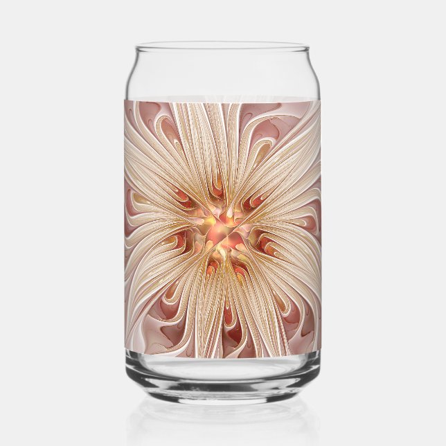 Verre Canette Abstract Modern Peach Pastel Flower Fractal Art (Recto)