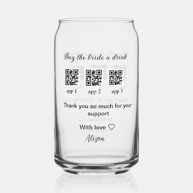Verre Canette acheter une boisson acheter mariée scanner QR code (Recto)
