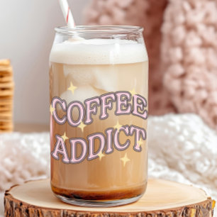 Verre Canette Addict au café Sparkly Retro