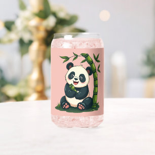 Verre Canette Adorable panda qui enlace du bambou, illustration 