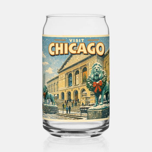 Verre Canette Affiche de l'Institut d'Art de Chicago en hiver (Recto)