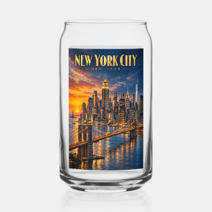 Verre Canette Affiche de voyage de la skyline dorée de New York