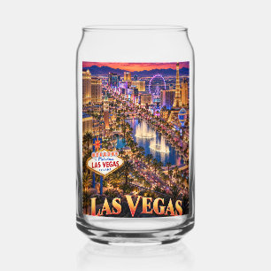 Verre Canette Affiche de voyage de Las Vegas Nevada Neon Skyline