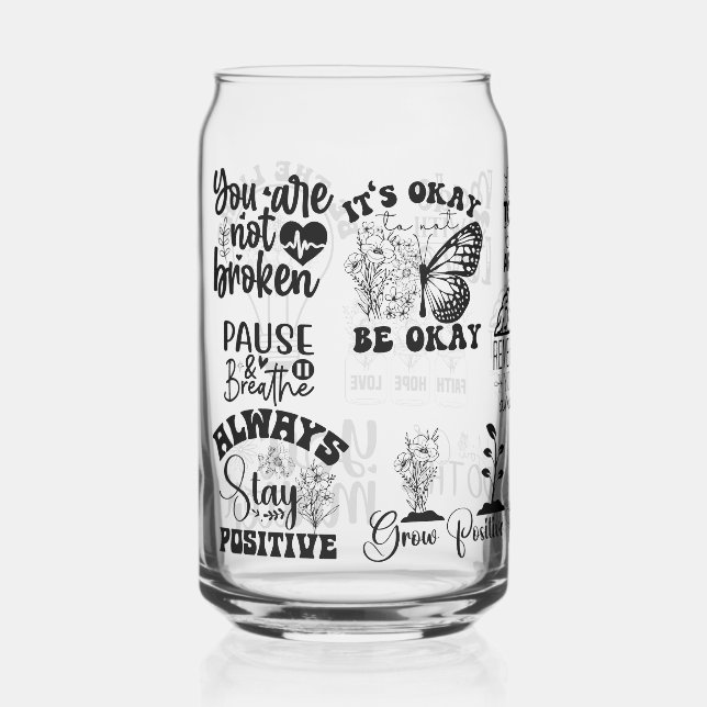 Verre Canette Affirmations Positives de Santé Mentale pour Prend (Recto)