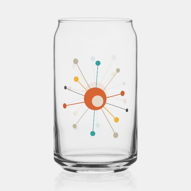 Verre Canette Âge atomique Rouge Jaune Turquoise Starburst milie (Recto)