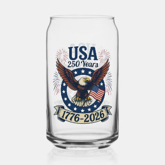 Verre Canette Aigle Américain Patriotique 250 Ans