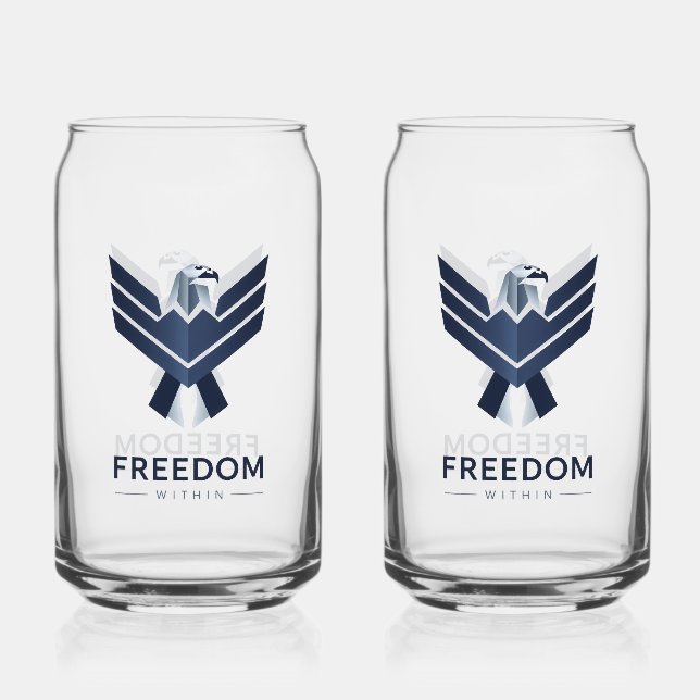 Verre Canette Aigle bleu stylisé "Liberté intérieure" (Recto)