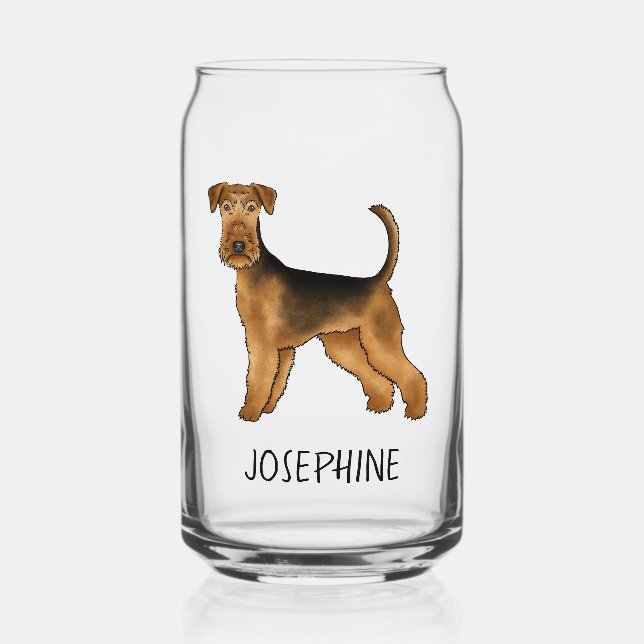 Verre Canette Airedale Terrier mignon chien de dessin avec nom p (Recto)