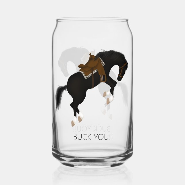 Verre Canette Allez-Y ! Drôle Cheval Noir (Recto)