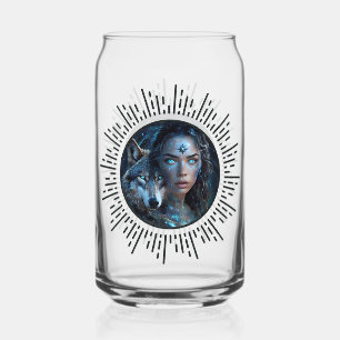 Verre Canette Alliance céleste du loup et de la belle femme
