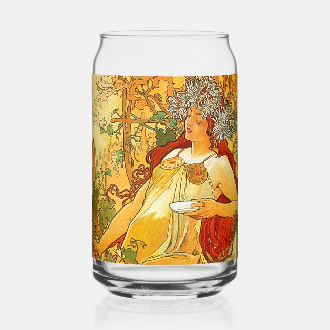 Verre Canette Alphonse Mucha Art Nouveau Automne (Recto)