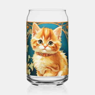 Verre Canette Alphonse Mucha Art Nouveau Chat