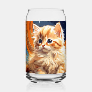 Verre Canette Alphonse Mucha Art Nouveau Chat orange