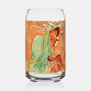 Verre Canette Alphonse Mucha Art Nouveau Hiver