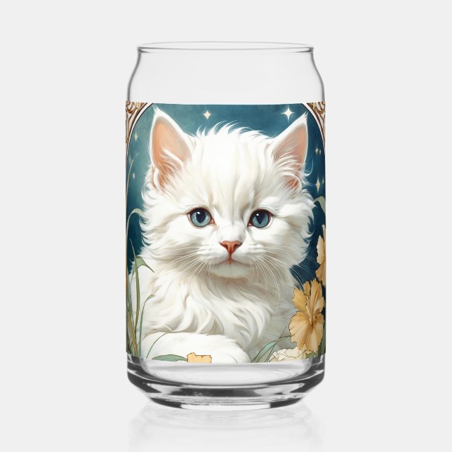Verre Canette Alphonse Mucha Art Nouveau Kitten (Recto)