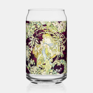 Verre Canette Alphonse Mucha Femme au marguerite Art nouveau Art