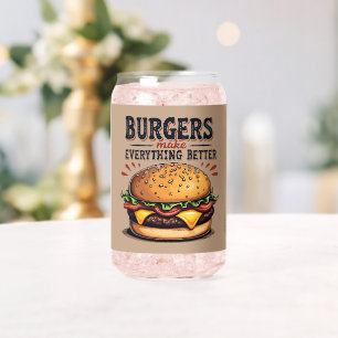 Verre Canette Amateur de Burger Rétro Typographie Vintage Art Al