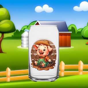 Verre Canette Amateurs de cochon de pays mignon ajouter monogram