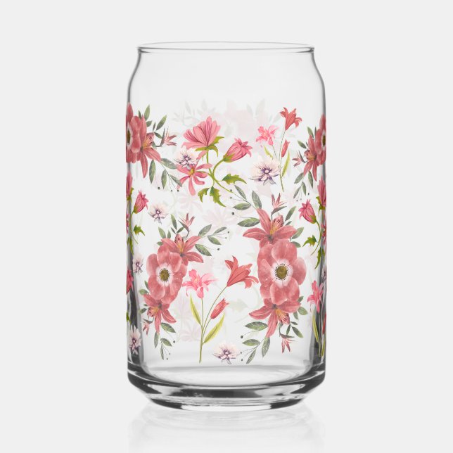 Verre Canette ambiance des années 70  fleurs (Gauche)