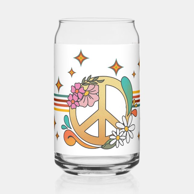 Verre Canette ambiance des années 70  fleurs (Gauche)
