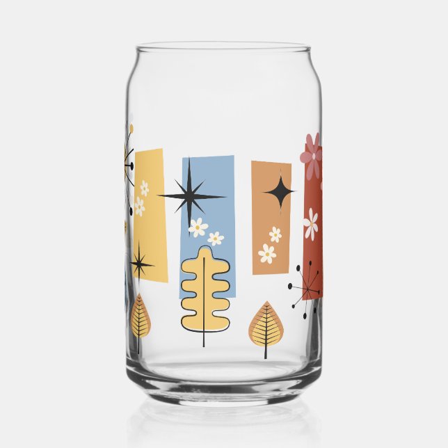 Verre Canette ambiance des années 70  fleurs (Gauche)