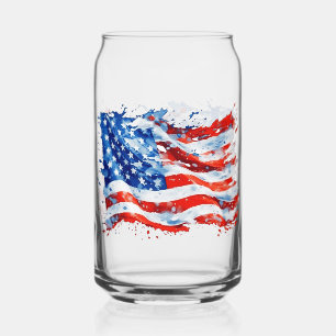 Verre Canette American Flag USA Watercolor 4 juillet