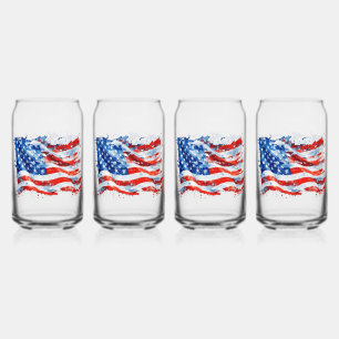 Verre Canette American Flag USA Watercolor 4 juillet