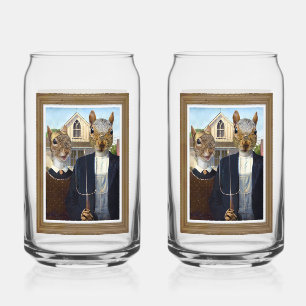 Verre Canette American Squirrel Gothic - drôle