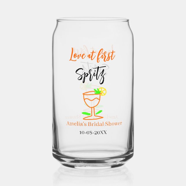 Verre Canette Amour au premier spritz orange noir enterrement de (Recto)