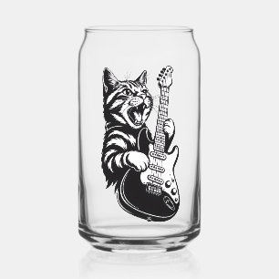 Verre Canette Amour de musique cool Chat rock jouant de la gui