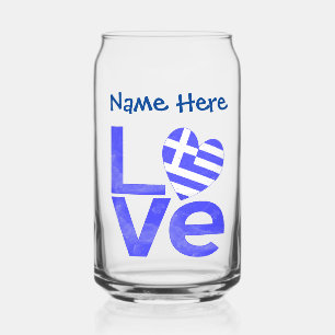 Verre Canette Amour Grec Bleu Personnalisé