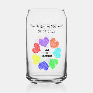 Verre Canette Amour interracial Coeurs arc-en-ciel Mariage perso