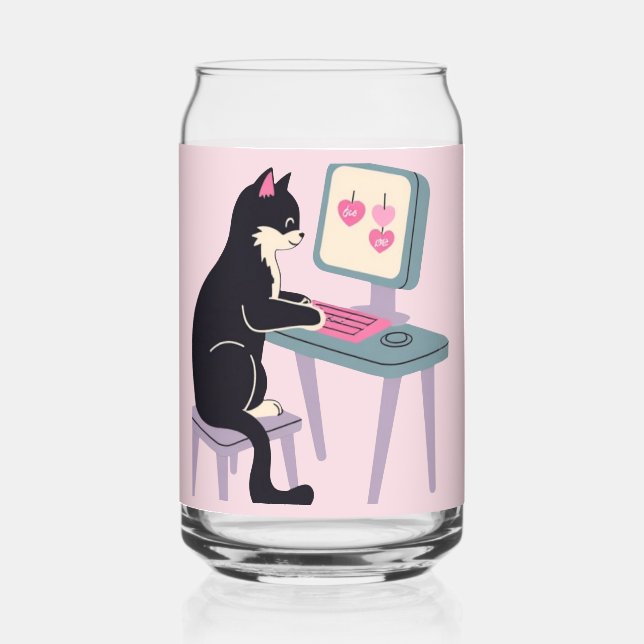 Verre Canette Amoureux de chats Chat Tuxedo (Recto)