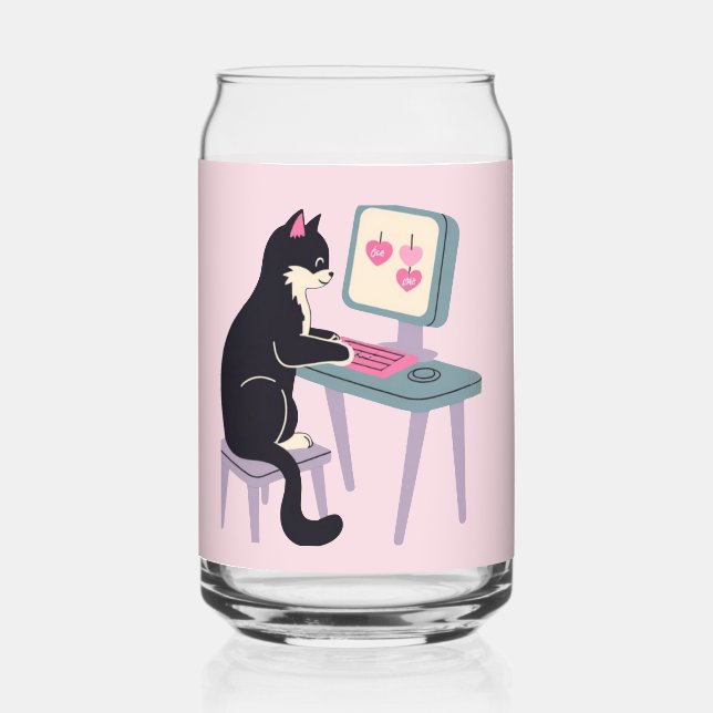 Verre Canette Amoureux de chats Chat Tuxedo (Verso)