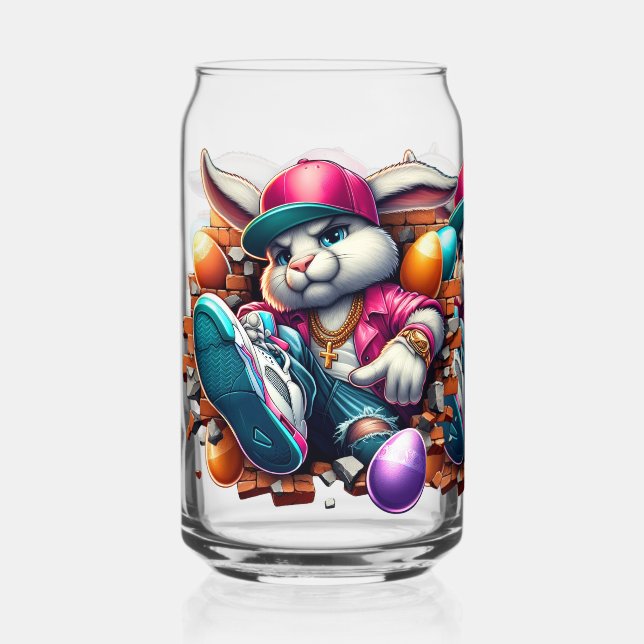 Verre Canette Amusant hip hop Gangster Bunny Easter Urban Design (Recto)