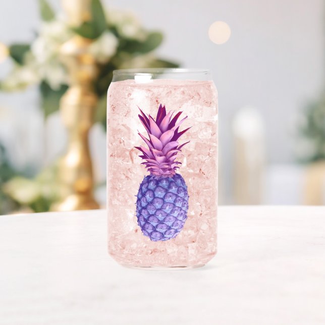 Verre Canette Ananas lilas et roses (Insitu (Mariage))