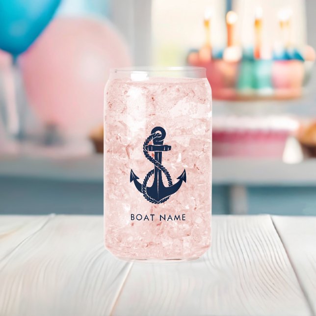 Verre Canette Ancre Bleue marine Nom du bateau Personnalisé (Insitu (Baby Shower))